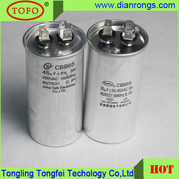 Cbb65 Air Conditioner Capacitor 20UF 500VAC