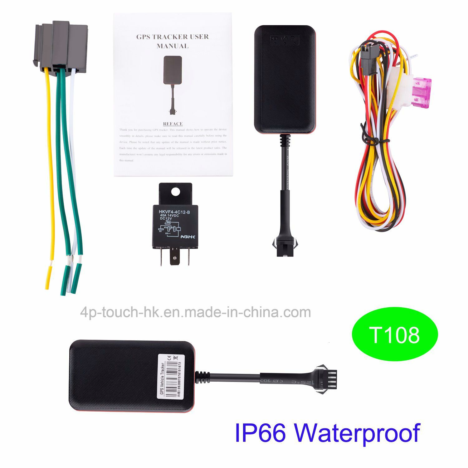 Car GPS Tracker with Open Door Alarm Vibration Alarm T108