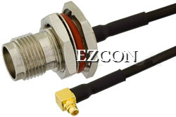 TNC Female Bulkhead to MMCX Plug Right Angle Semi-Flexible Precision Cable