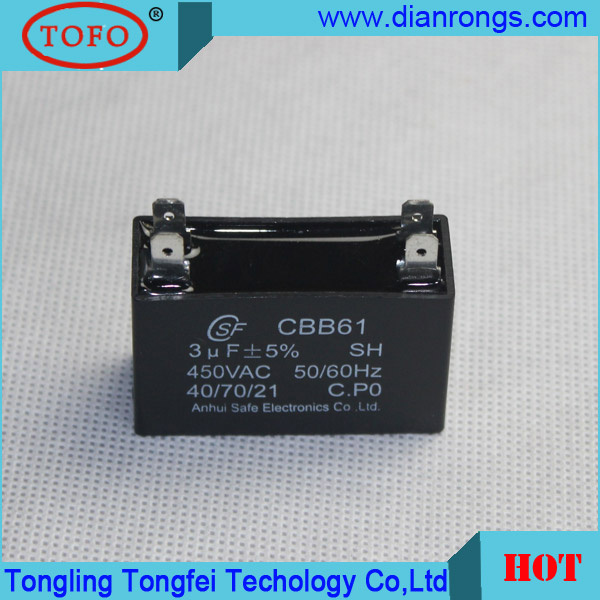 Cbb61 Sh 3UF Polypropylene Capacitor for Fan