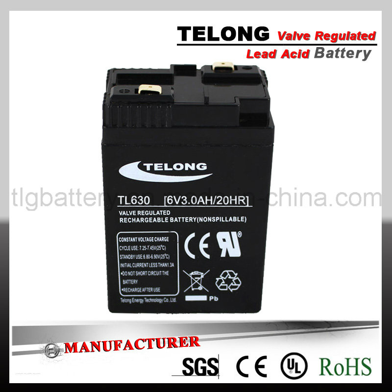 6V 3ah Rechargeable VRLA Battery for UPS Alarm System