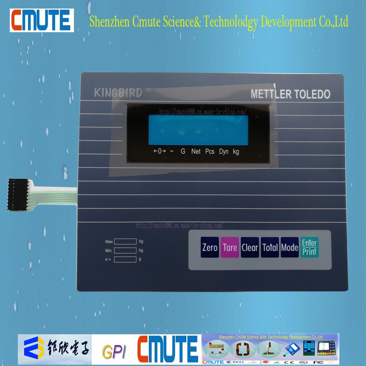 PC 0.18mm Overlay Blue LCD Window Embossing Membrane Switch Control Panel