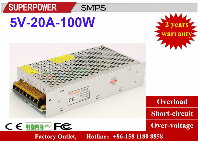 LED Driver 5V20A 100W Switching Power Supply Reserved for 3D Printer
