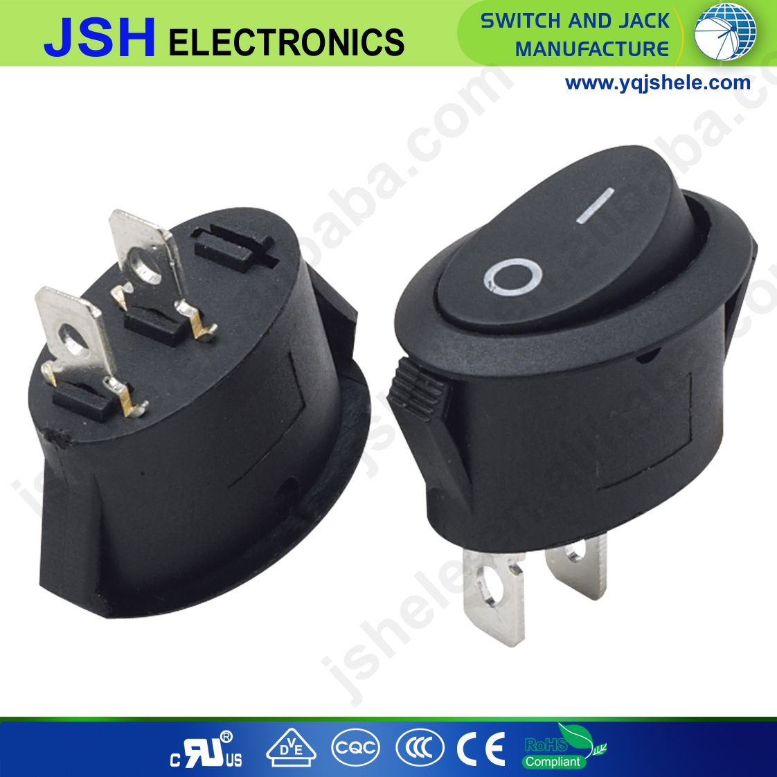 on off Oval Shaped Rocker Switch with 2p