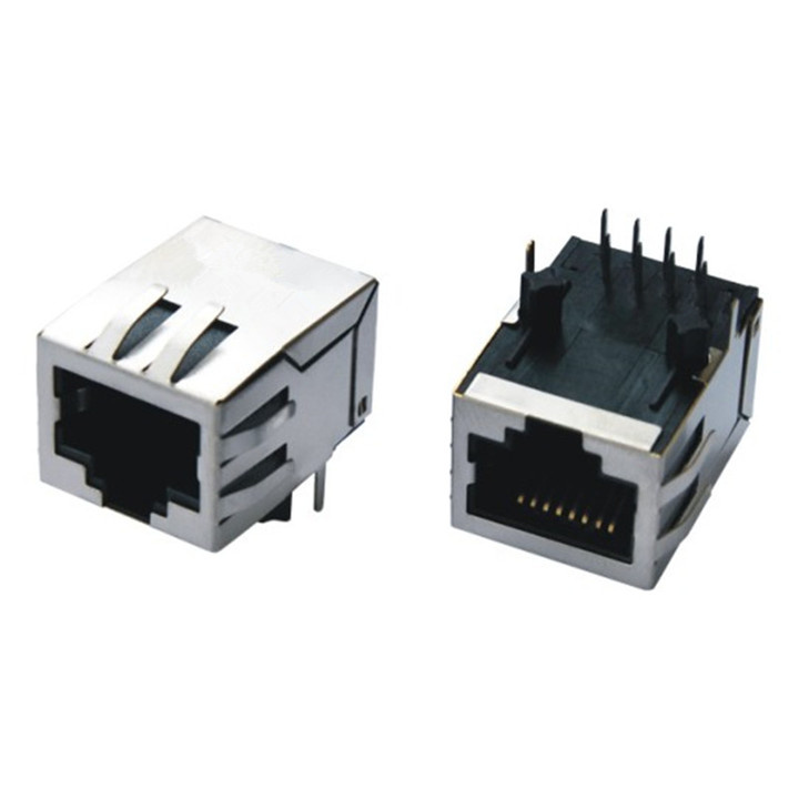 Single Port Shielded RJ45 90 Degree 8p8c PCB Jack with LED