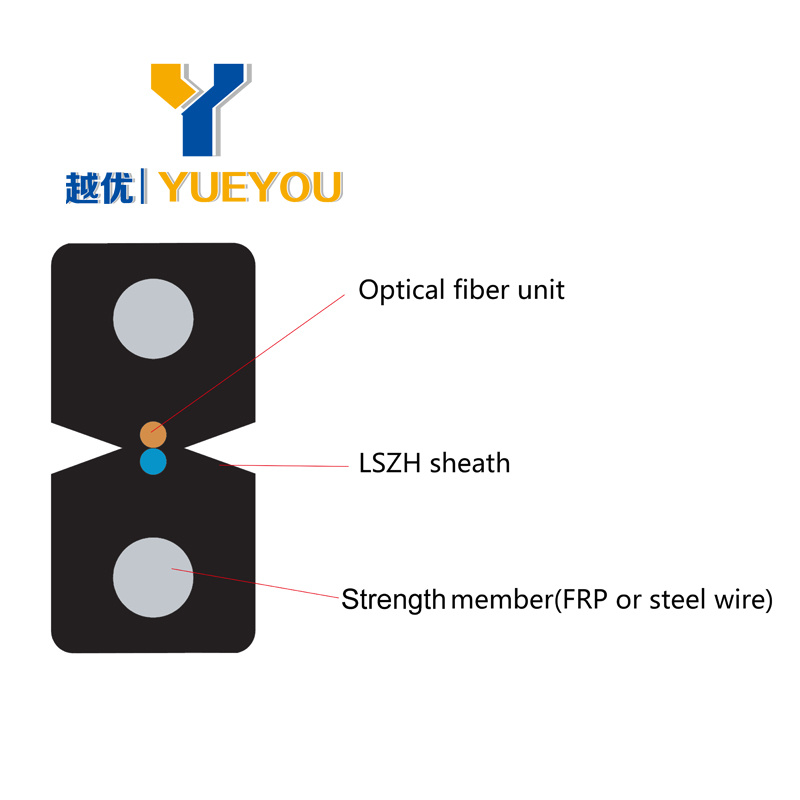 Bow Type Figure 8 FTTH 1 Cores Optical Fiber Drop Cable