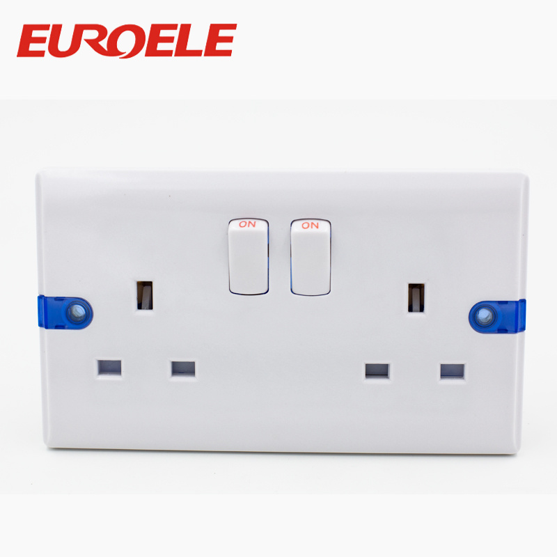 ABS PC White Indicator Light 86*86mm 13A Double Socket