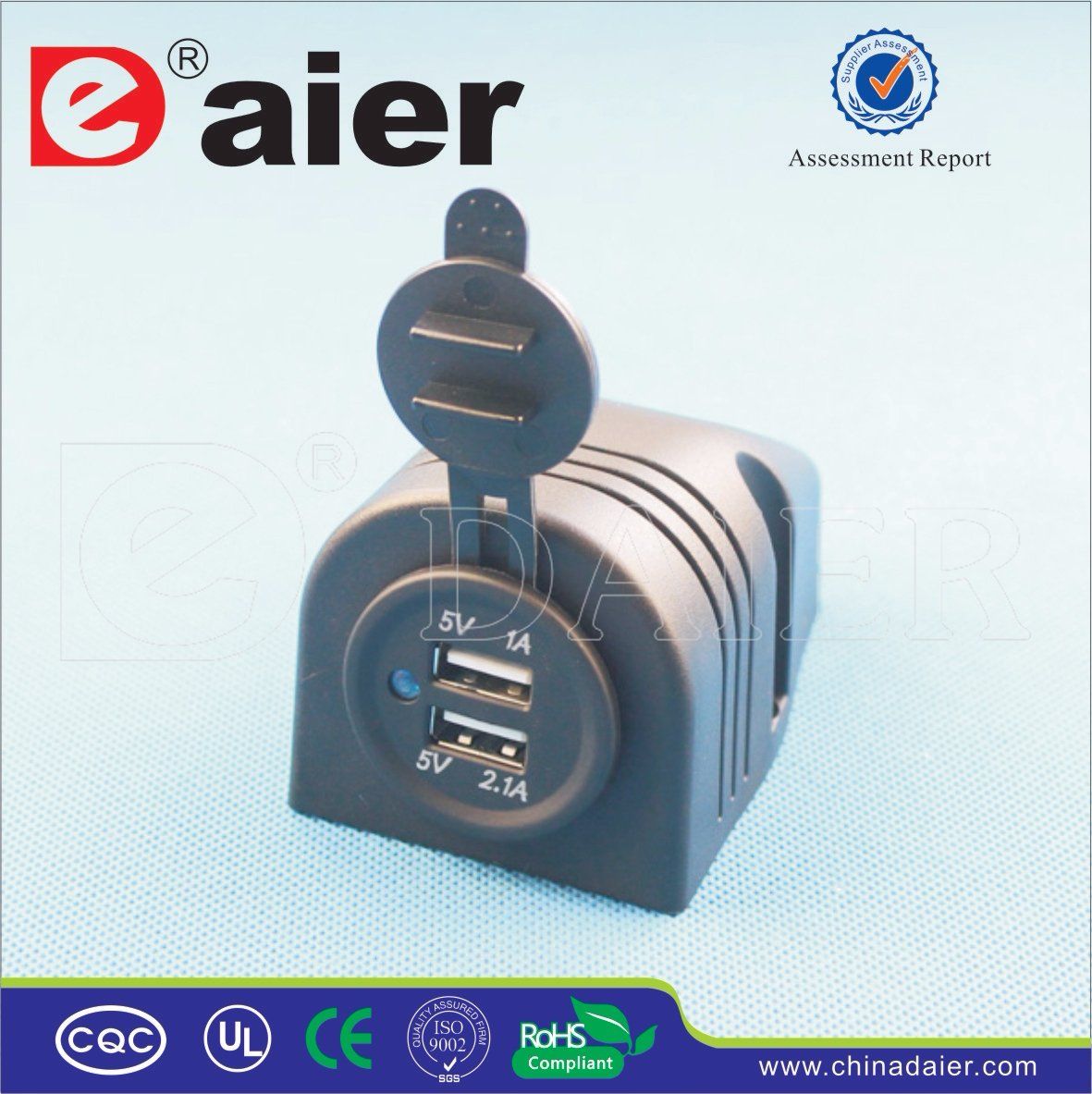 Double Port 12V Car USB Flush Mount Socket (DS2313)