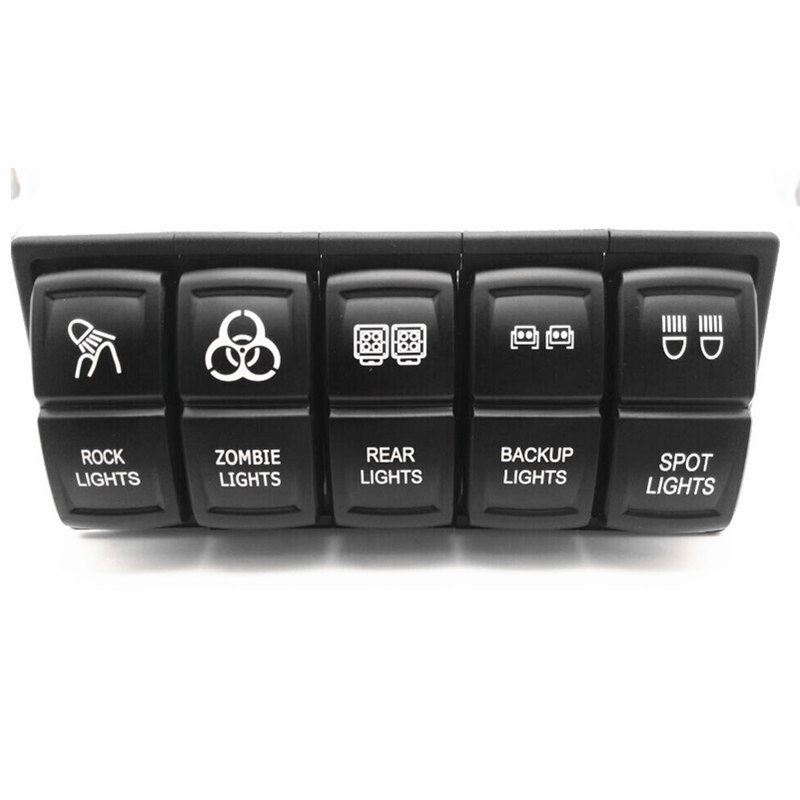 Car Dual USB Socket + DC Digital Voltmeter Meter + Cigarette Lighter Socket + Rocker Toggle LED Switch Red Light on-off Control Four Hole Panel for Car Truck