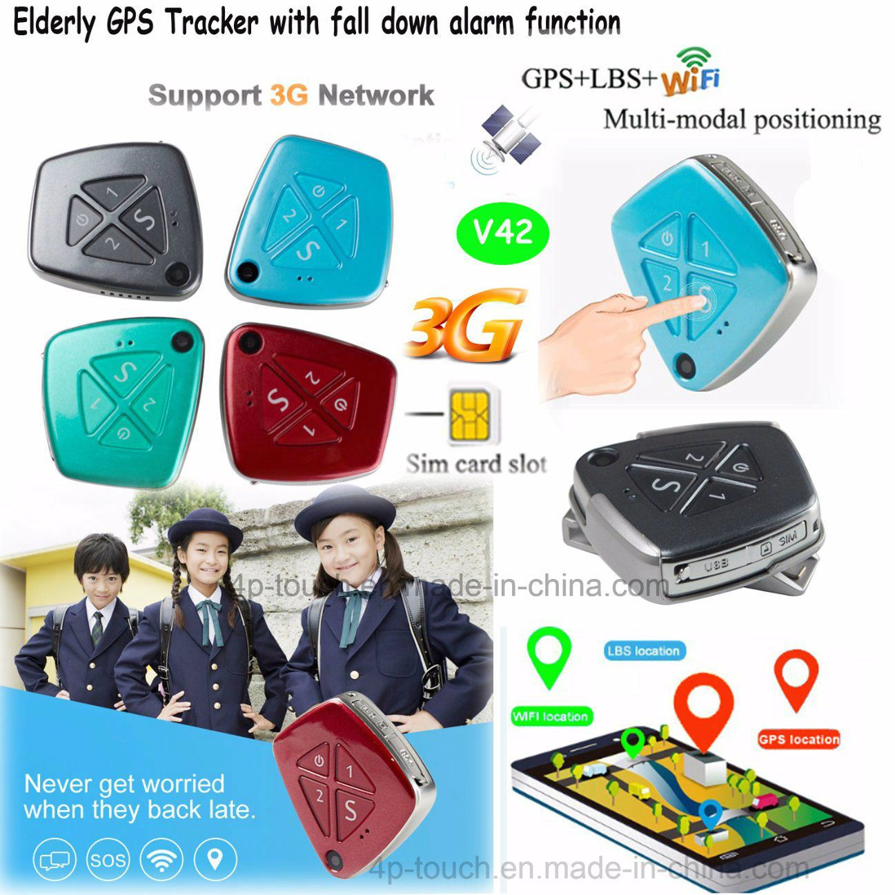 3G Adult GPS Tracker with Fall Dowm Alarm Function