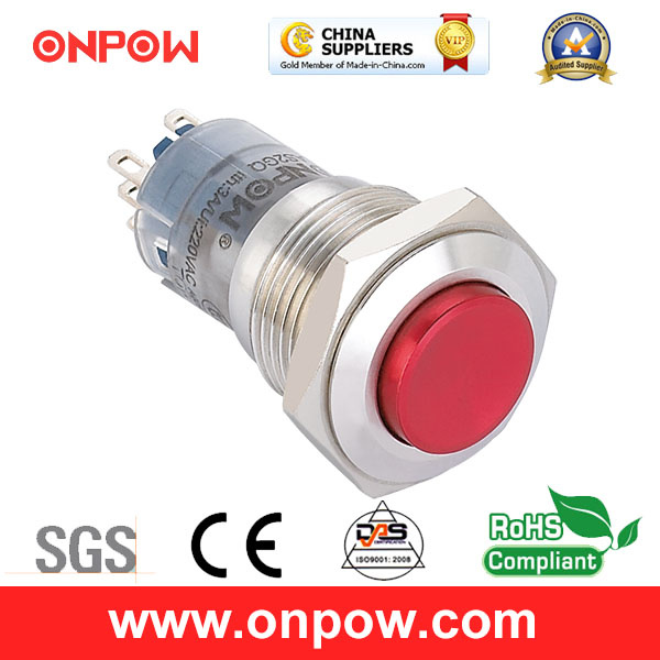 Onpow 16mm Colorized Metal Pushbutton Switch (LAS2GQG-11/R/S, CE, CCC, RoHS compliant)