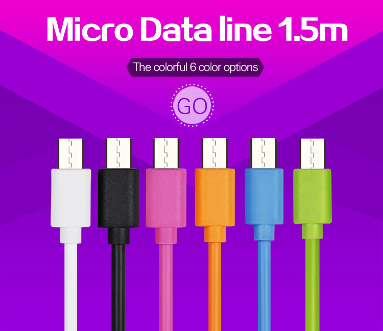 High Speed Mutiple Colors 1.5m USB Cable for Micro Port