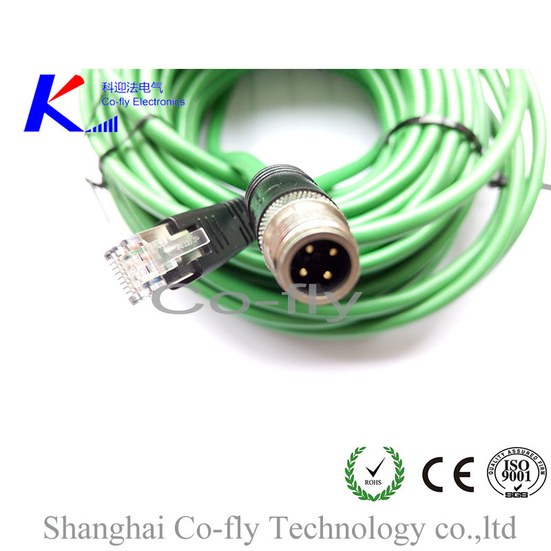 Male RJ45 Plug with M12 D Coding Shielded Cable Circular Connector