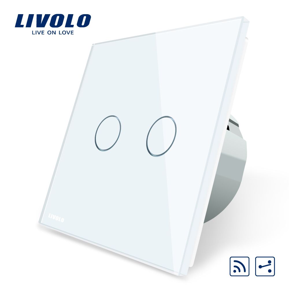 Livolo 2gang 2way Glass Panel Remote Wall Touch Switch Vl-C702sr-11