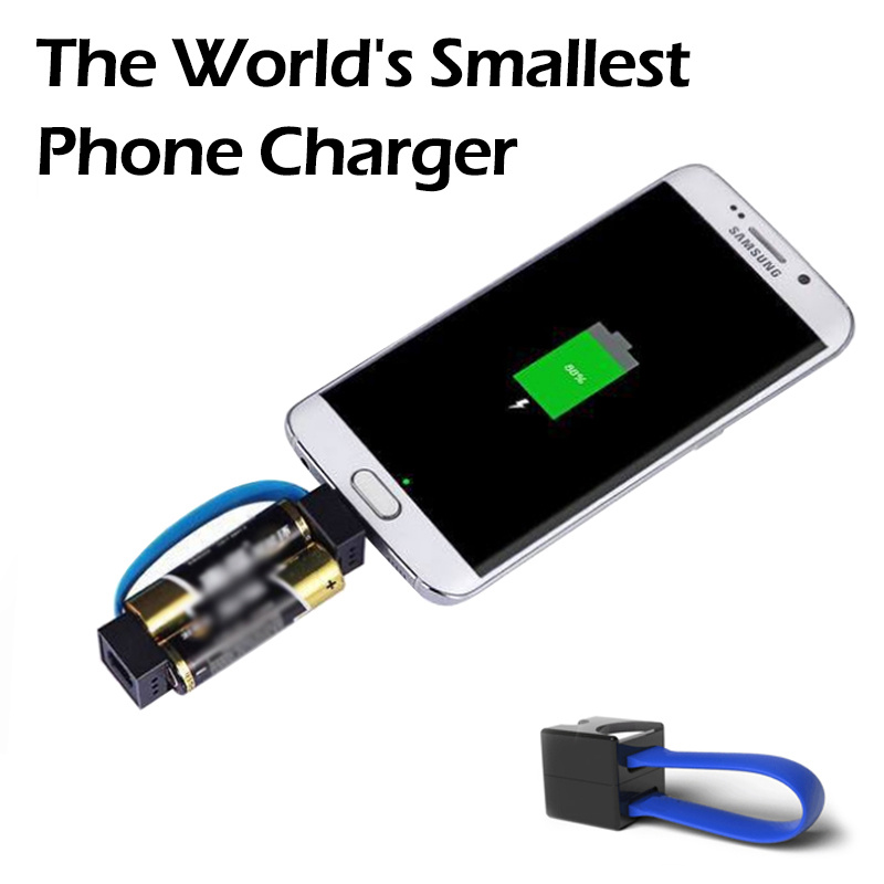 Mini Portable Micro USB Charger Cable Smallest Emergency 2 AA Battery Power Charger