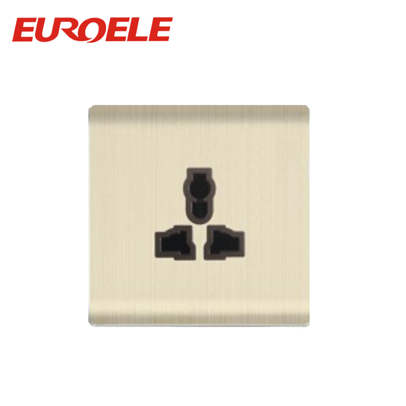 Universal Aluminum Plate Champagne Gold 3 Pin Mf Socket