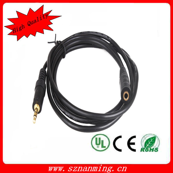 3.5mm Stereo Audio Extension Cable Black 1.5m Length