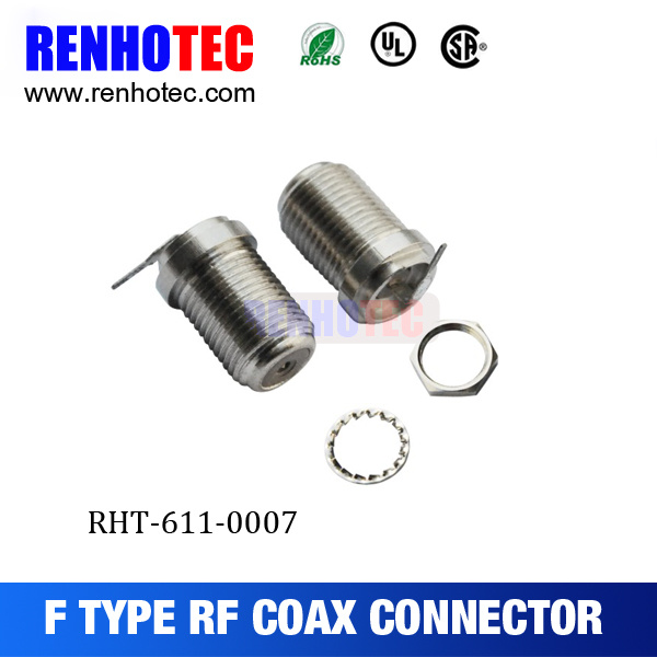 F Female Straight Connector Electrical Pin Coax Connector