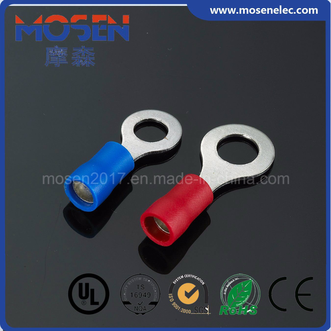 Rd Vinyl PVC Insulated Ring Terminal Double Crimp