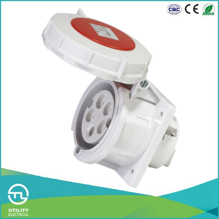 IP67 Waterproofing Industrial Sockets Panel-Mounted Straight Type