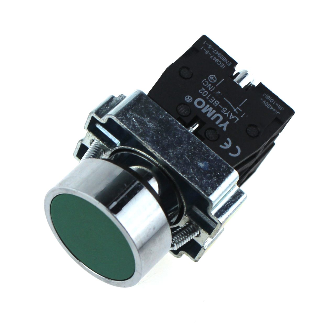 Yumo Lay5-Ba35 Flush Button, Spring Return 1no+1nc Green Pushbutton Switch