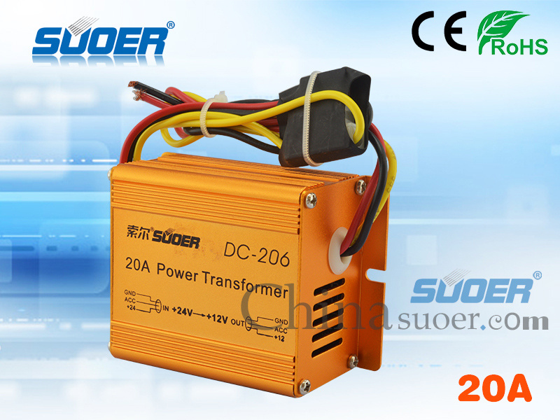 Car Power Transformer DC 24V to 12V Power Transformer 20A with Low Price (DC-206)