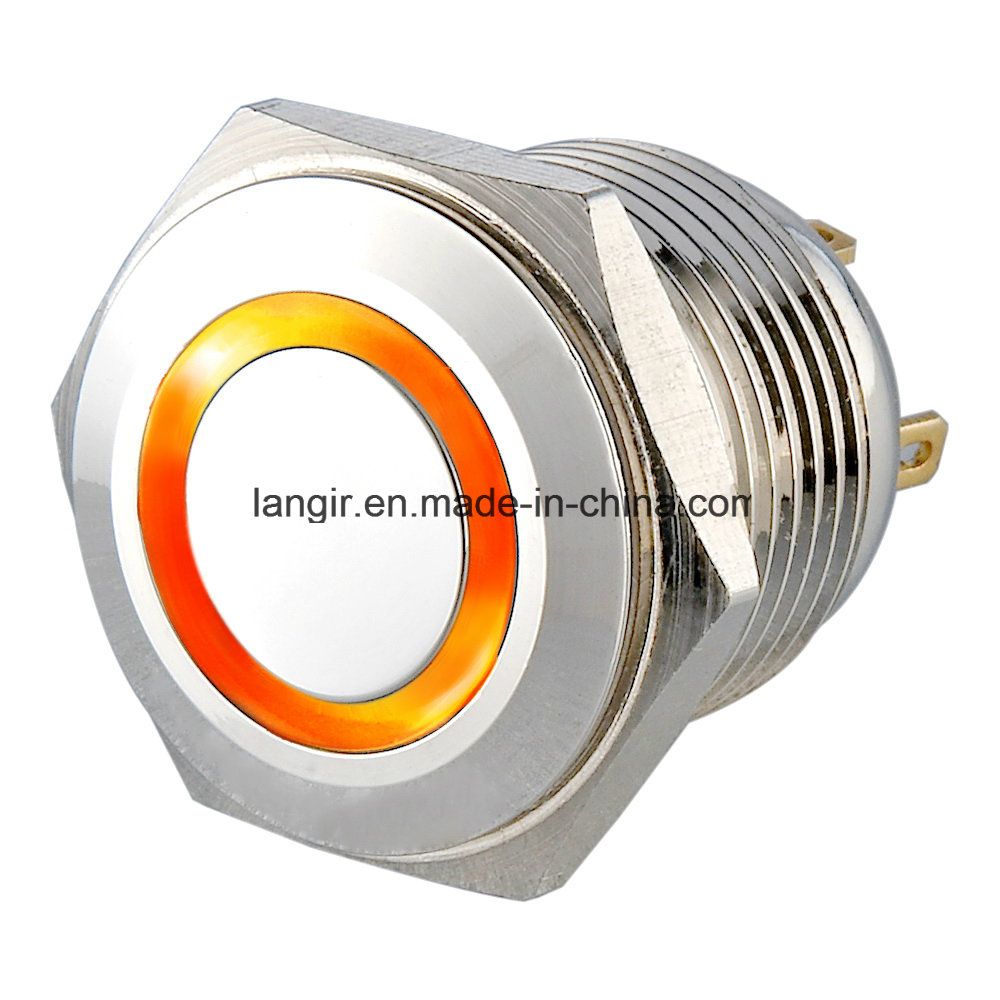 16mm Short Body Waterproof Brass Ring Illuminated Push Button Switch