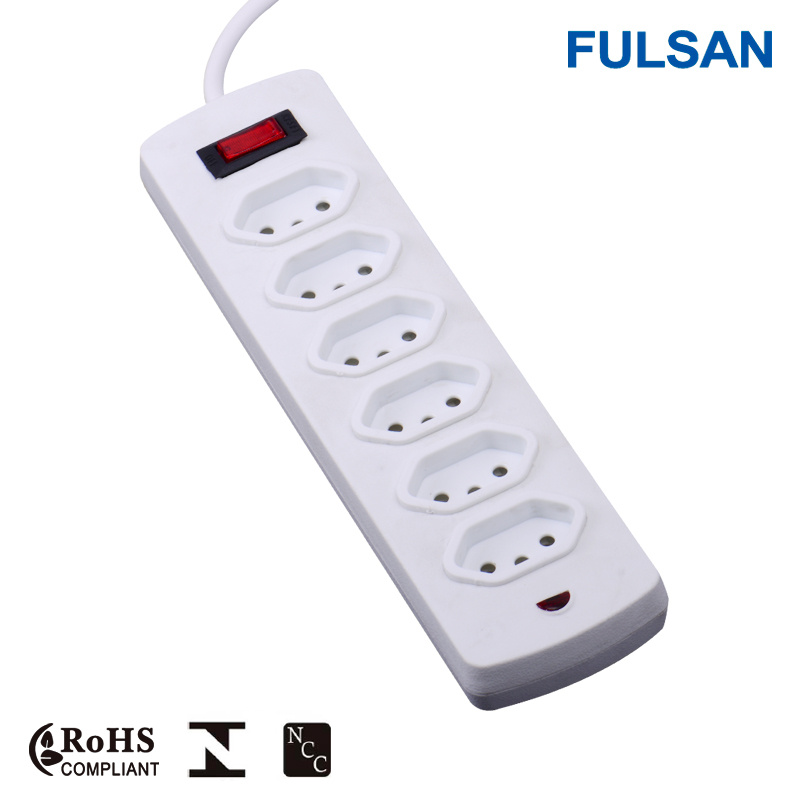 6 Way Universal Extension Power Strip with Switch