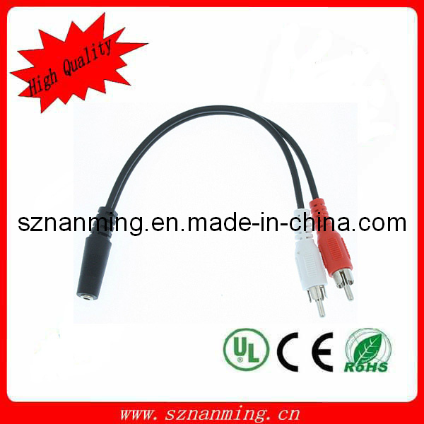 DC 3.5 Female to 2RCA Male Audio Cable
