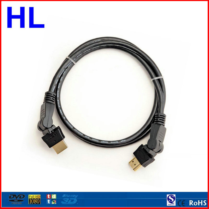 Right Angle Rotatable HDTV Set Top Box HDMI Cable
