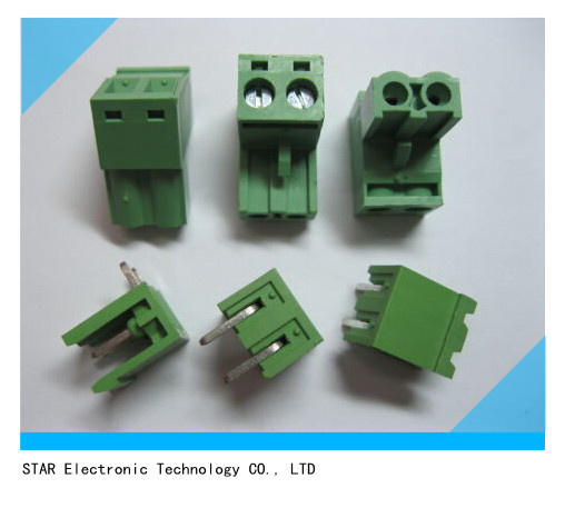 5.08mm Angle 2 Pin Screw Terminal Block Connector Pluggable Type Green