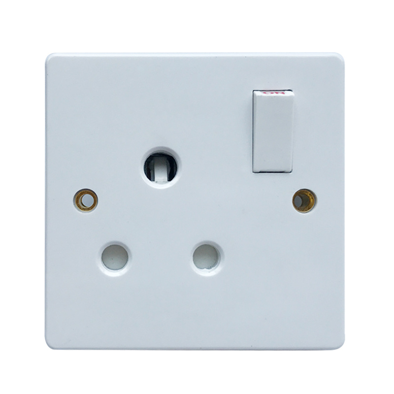 British Type 1 Gang Switvh with 3 Round Pins 15A electric Socket