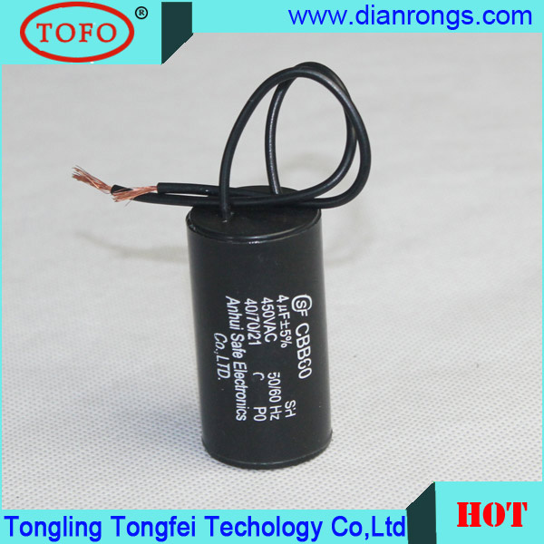 Cbb60 Motor Run Capacitor 250V with Pins Series