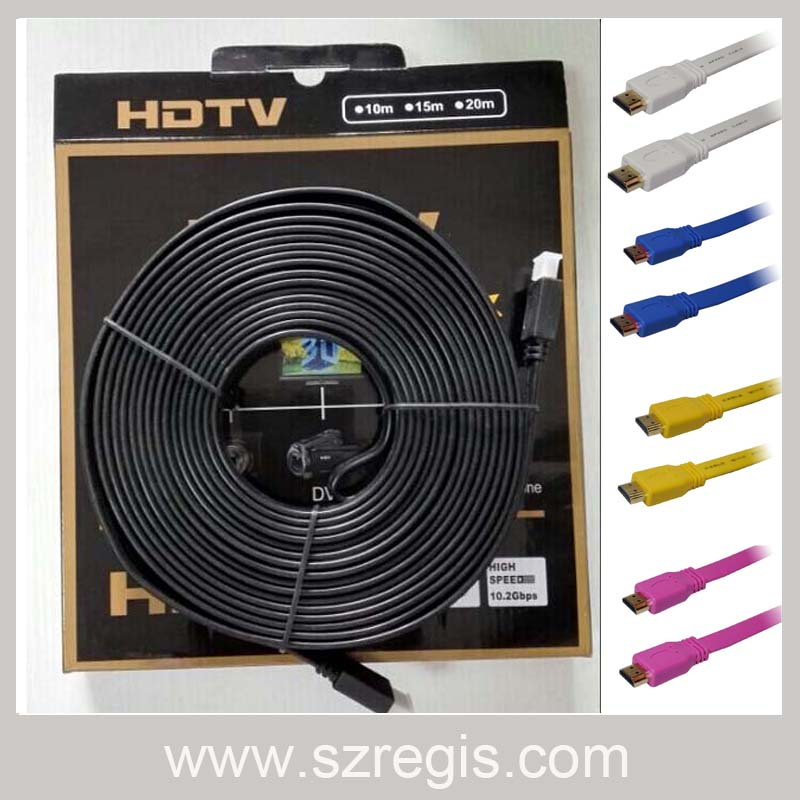 Colorful Large Screen Display Flat Gold-Plated Data Coaxial HDMI Cable