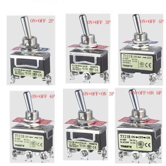 Three Pole Tpst 6 Pin on off on Toggle Switch 15A 250VAC