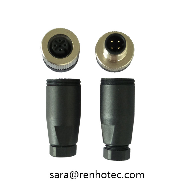 M12 Cable Connector Plastic Screw Type M12 Waterproof Connector