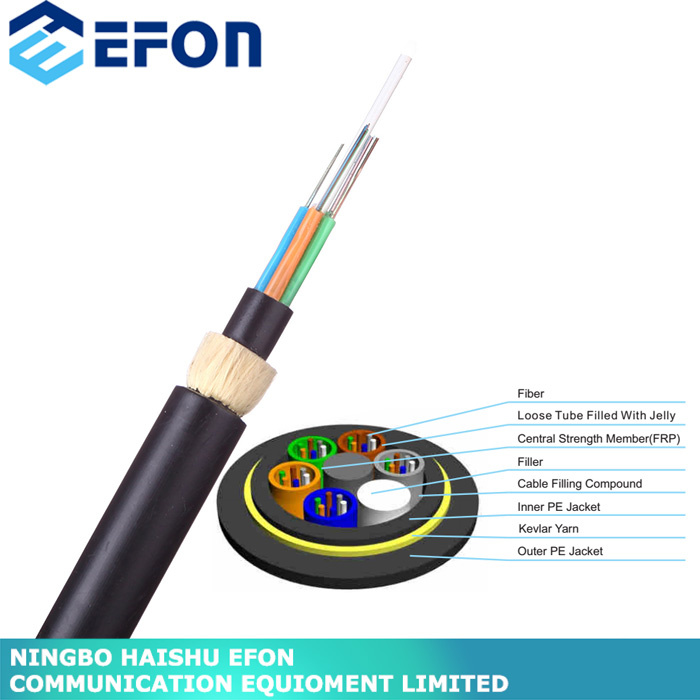 Double Jacket 12core Single Mode Fiber Optic Cable ADSS