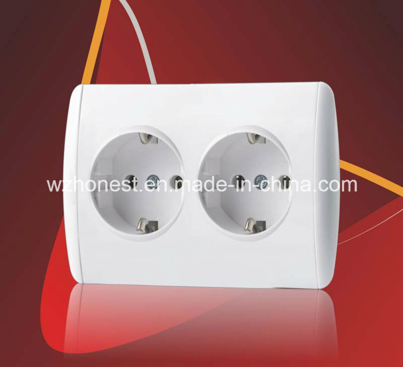 Ce CB Approval 2016 Popular Sale European Standard Double German Socket Wall Socket