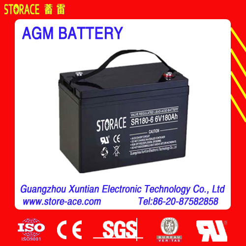 Long Life Deep Cycle AGM Battery 6V 180ah for Solar