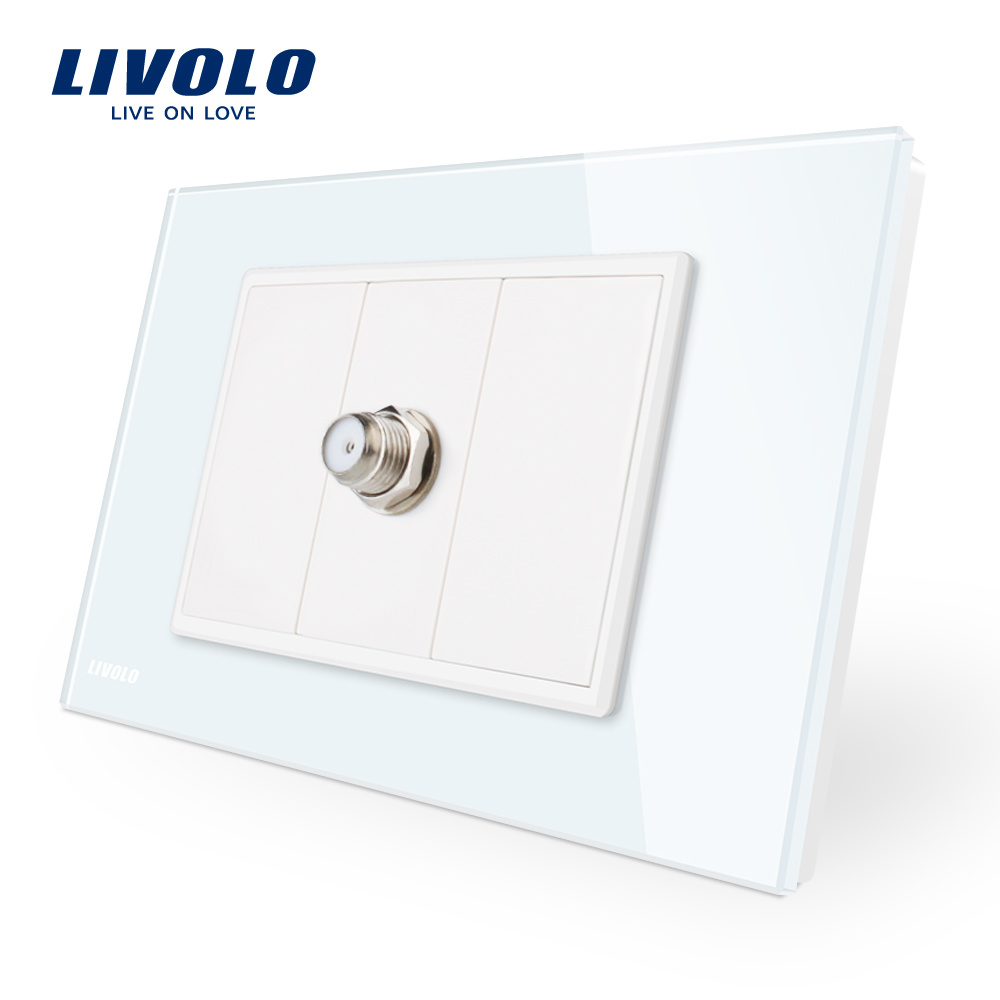 Livolo Satellite TV with Glass Panel Wall Power Socket Vl-C91st-11
