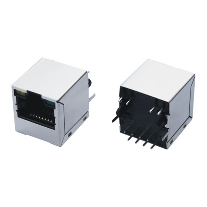Shielded 180 Degree 8p8c Internet Connector Integrated Magnetics RJ45 Jack