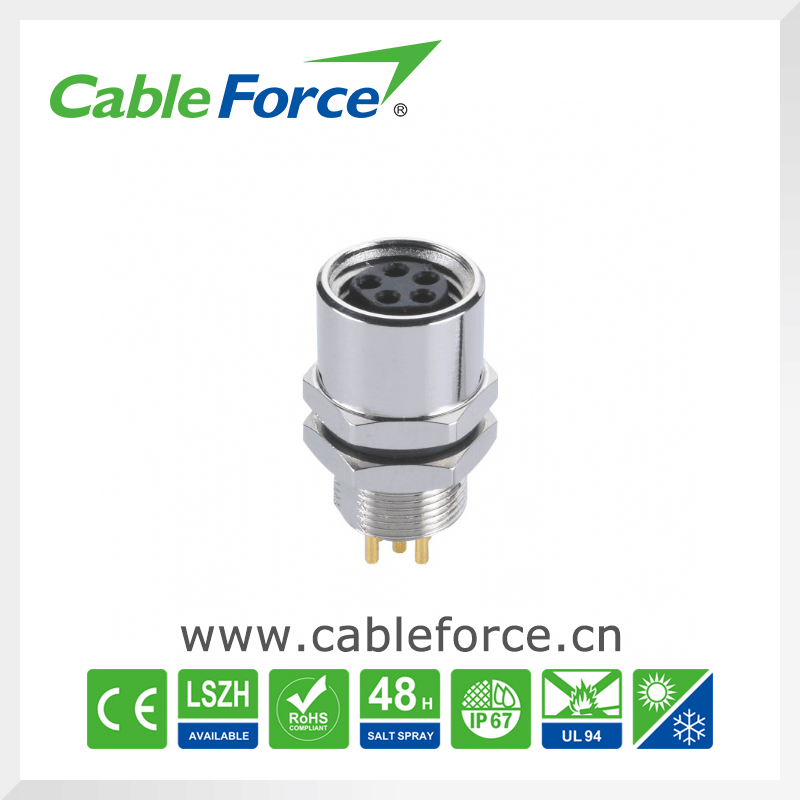 5pin Female M8 Connecctor Rear Fastened PCB Connector