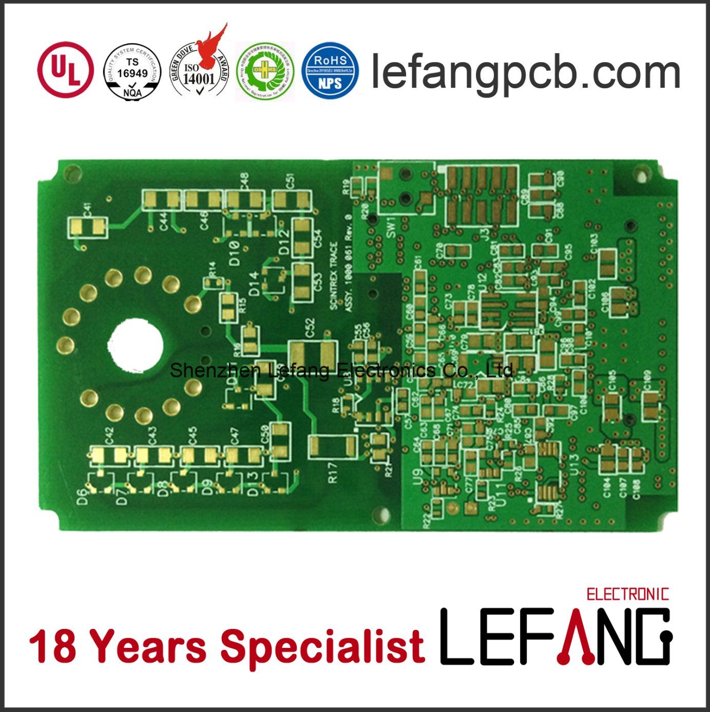 Immersion Gold Circuit Board PCB for Security Equipments