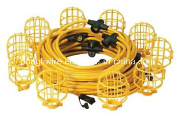 Construction/Temporary String Light Sjtw 12/3 UL/CSA Certified with Plastic Cage