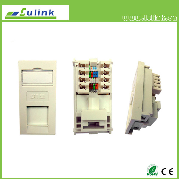 White UTP Cat5e UK Type Tooless RJ45 Keystone Jack