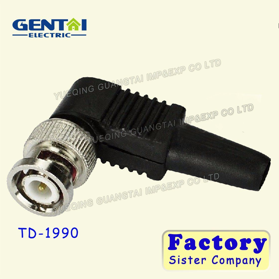 Right Angle Solderless Type BNC Male Connector Plug