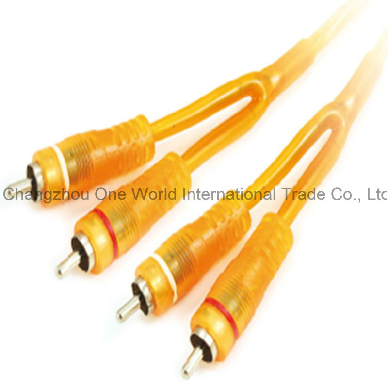 2RCA Plugs - 2RCA Plugs Clear Cable, Y Type