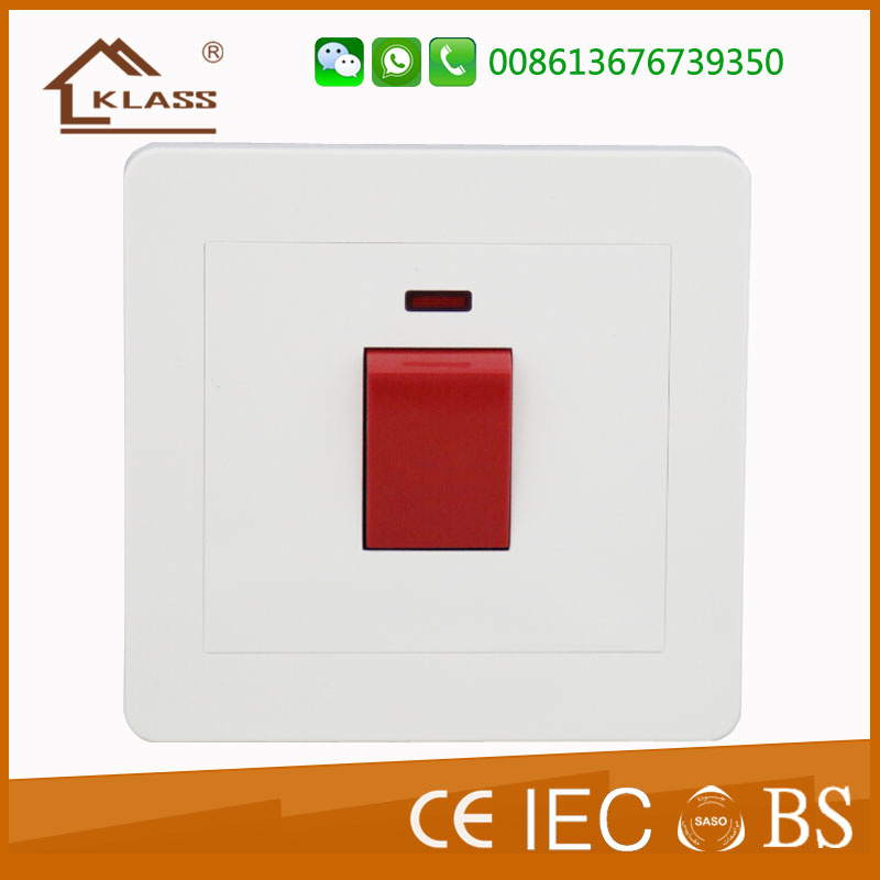 45A White PC Air Conditioner Red Push Button Wall Switch