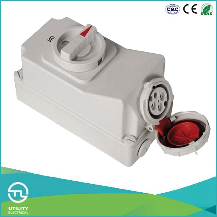 Multi-Current IP67 Female Socket with Switch and Mechanical Interlock