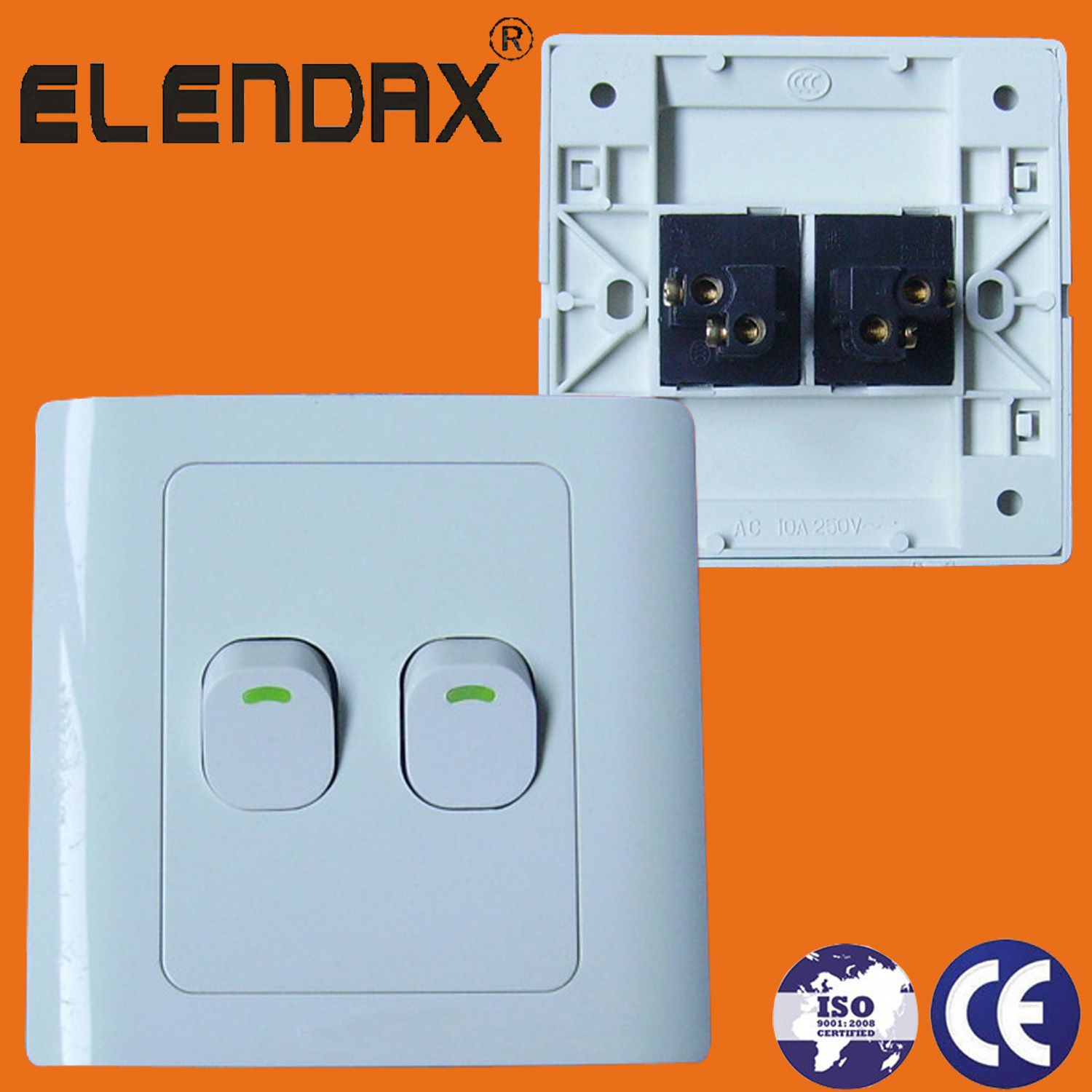EU Flush Mounted Double Push Button Wall Switch (F1102)